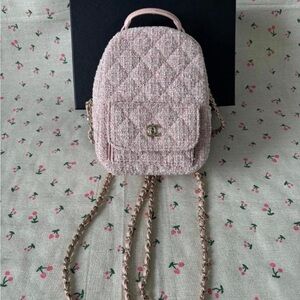 Chanel Gift with Purchase Pink Tweed Mini Backpack PREORDER